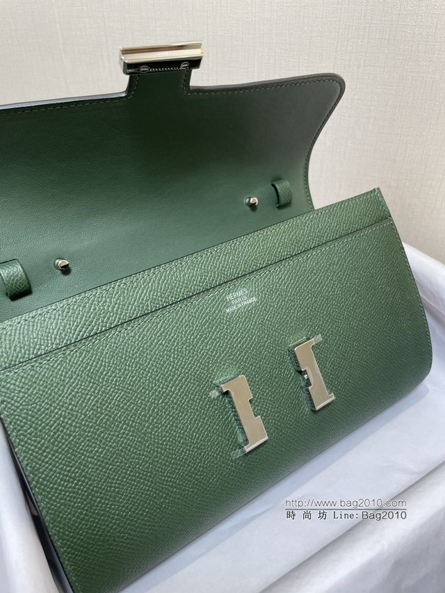 Hermes女士小挎包 愛馬仕Constance康康to go斜挎包 叢林綠銀扣  tdh2289